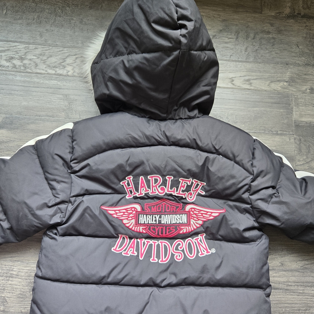 Harley-Davidson Kids Black Puffer with Fur Hood - Picture 6 of 6